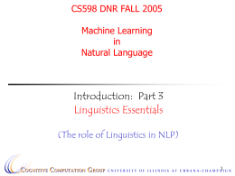Introduction to Linguistics and its role in Natural Language Processing