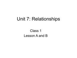 Unit 7: Relationships