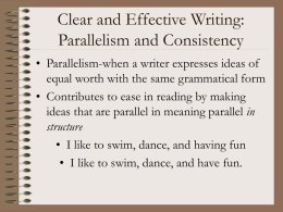 Clear and Effective Writing: Parallelism and Consistency