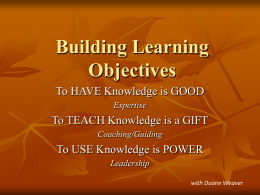 Building Learning Objectives
