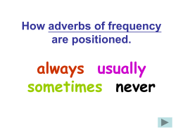 How adverbs of frequency are positioned. always usually sometimes