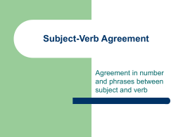 Subject-Verb Agreement - Waterford Union High School