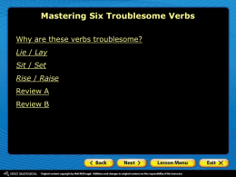 Lesson 7 Understanding Troublesome Verbs