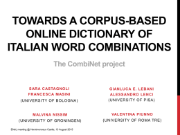 Towards a corpus-based online dictionary of