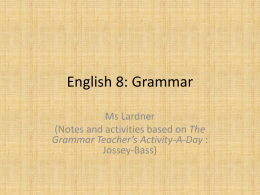English 8: Grammar - SHS