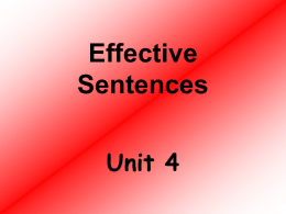 Unit 4 Effective Sentences PowerPoint