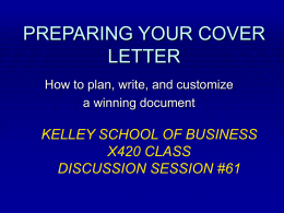 Preparing Your Cover Letter - Indiana University Bloomington