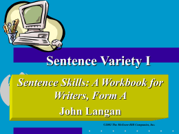 Sentence Variety - McGraw Hill Higher Education