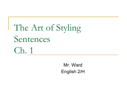 The Art of Styling Sentences