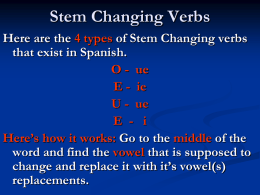 Stem Changing Verbs Explanation Power Point