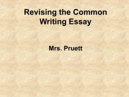 Common Writing Revision Goals- Comfort Zone Essay