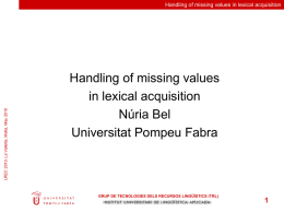 Handling of Missing Values in Lexical Acquisition