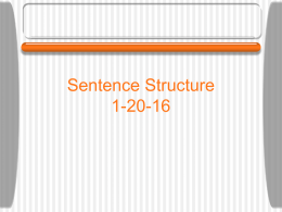 Sentence Structure 1-20-16