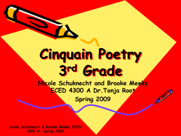 Cinquain Poetry 3rd Grade - Valdosta State University
