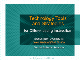 Technology Tools and Strategies - State College Area School District