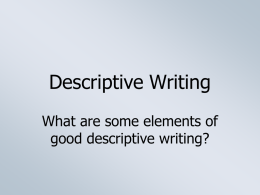 Elements of Descriptive Writing