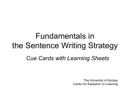 Cue Cards for - SIMSentenceWriting