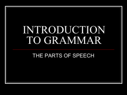INTRODUCTION TO GRAMMAR