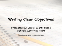 Writing Clear Objectives