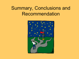 Summary, Conclusions and Recommendations Sections