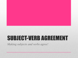 Subject-Verb Agreement - English With Mrs. Pixler