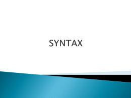 SYNTAX Lecture 10