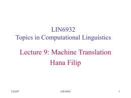 LING 138 Intro to Computer Speech and Language Processing
