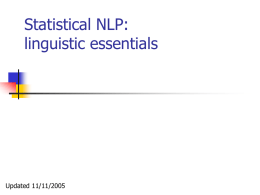 Statistical Natural Language Procesing: linguistic