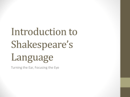Introduction to Shakespeare`s Language
