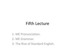 Fifth Lecture