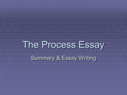 The Process Essay