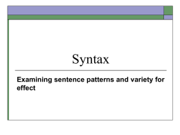 Sentence Patterns: Grammatical