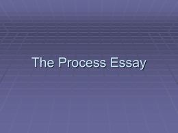 The Process Essay Notes #2