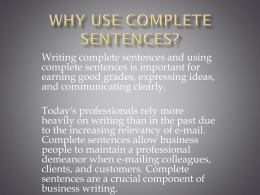 Five Parts of a Complete Sentence