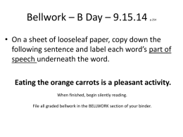 Bellwork * B Day * 9.15.14 p.254