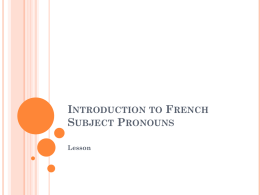 Introduction to French Subject Pronouns Lesson