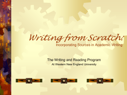 Writing from Scratch - Western New England University