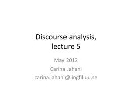 Discourse analysis, lecture 5