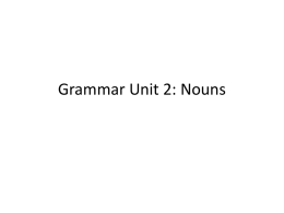 Grammar Unit 2: Nouns