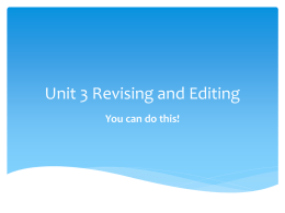 Unit 3 Revising and Editing