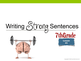 Writing Strong Sentences