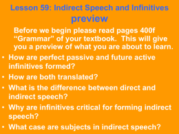 grammar lecture - infitives and indirect speech