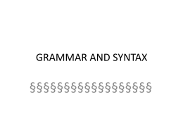 grammar and syntax