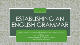 Establishing an English grammar