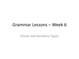 Grammar Lessons * Week 1