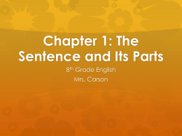 Chapter 1: The Sentence and Its Parts
