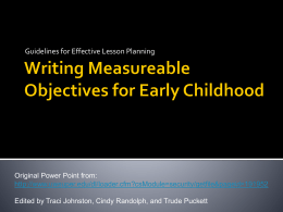 Writing Measureable Objectives