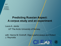 Predicting Russian Aspect: A corpus study and an experiment