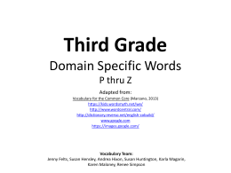 Third Grade Domain Specific Words H thru