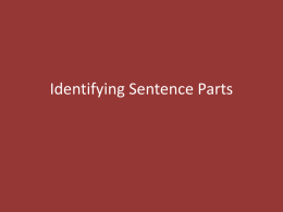 Identifying Sentence Parts